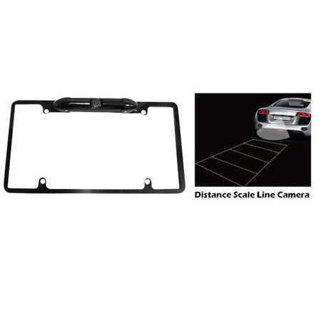 Pyle PLCM19 Low Lux Rear Camera License Plate Frame, Black Chrome Metal