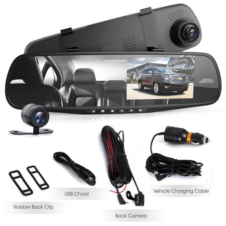 Pyle PLCMDVR49 Full HD 1080p DVR Rearview Mirror Dash Cam Kit