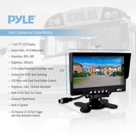 Pyle PLCMTR72 Commercial Grade Backup Dual Camera with 7" Monitor Video System