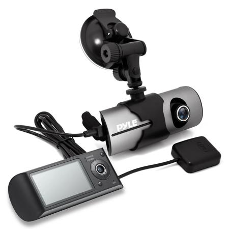 Pyle Dual Camera Car Video Recording System, Dash Cam, GPS Antenna,Charger Cable