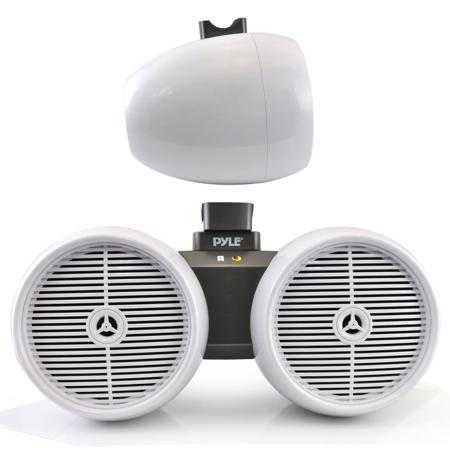 Pyle PLMRWB852LEW 8" 600W Dual Marine Tower Speakers w/ LED Lights, White, Pair