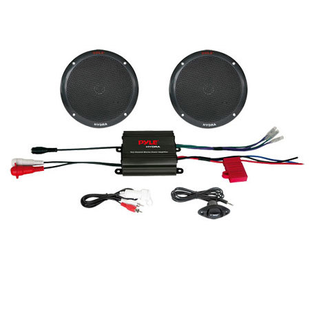 Pyle PLMRKT2B 2 Channel 400W Micro Marine Amplifier & 6.5" Speaker System