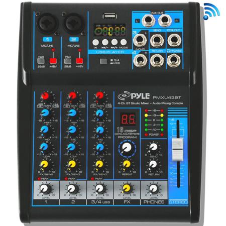 Pyle PMXU43BT 4-Channel Bluetooth 4.0 Studio Mixer and DJ Controller System