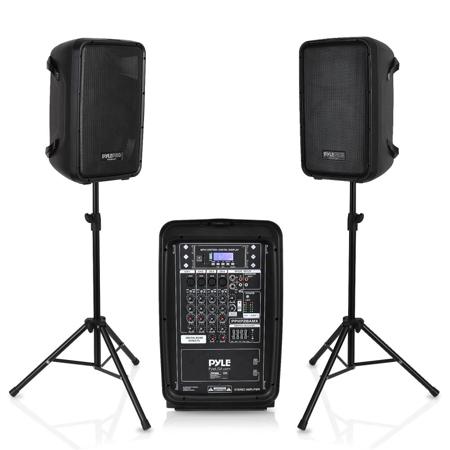 Pyle PPHP28AMX 2-Way 8" 300W Dual Bluetooth Enabled PA Speakers Kit