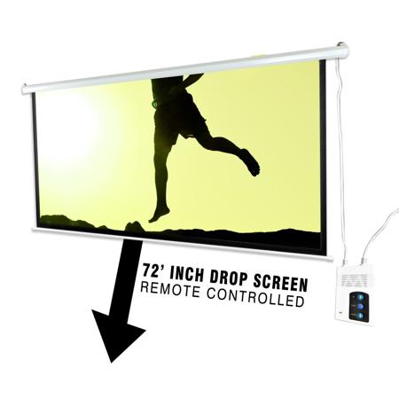Pyle PRJELMT76 72" Motorized Projector Screen with Remote Control, Matte White