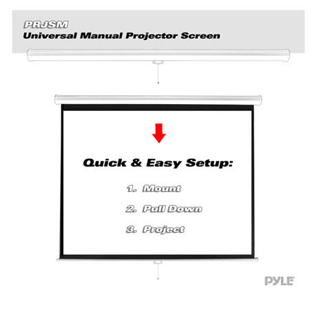 Pyle 59.8 x 79.9" Universal Roll-Down Pull-Down Projection Screen, Matte White
