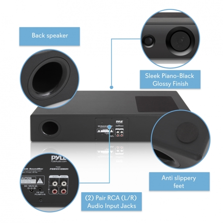 Pyle PSBV210WIFI Wi-Fi Bluetooth SoundBar 3D Surround Sound Speaker System
