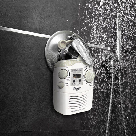Pyle Hanging Waterproof AM/FM Shower Clock Radio