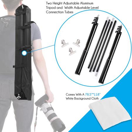 Pyle PSTDKT9 White Backdrop Cloth, 2x Tripod Stand and Frame Assembly