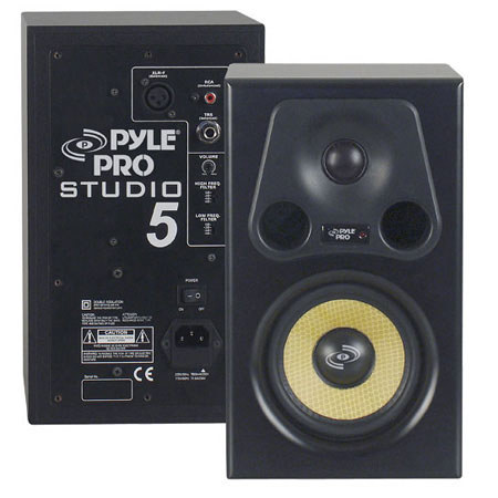 Pyle PSTUDIO5 5.25" 300W 2-Way Bass Reflex Amplified Studio Monitor Speaker