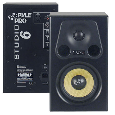 Pyle PSTUDIO6 6.5" 350W 2-Way Bass Reflex Amplified Studio Monitor Speaker