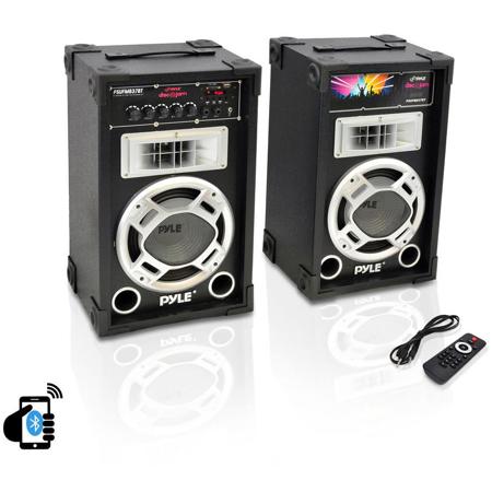 Pyle PSUFM837BT Dual 800 Watt Disco Jam Powered Two-Way Bluetooth Speaker System