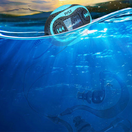 Pyle PSWP25 4GB Waterproof MP3 Player/FM Radio with Pedometer, Blue