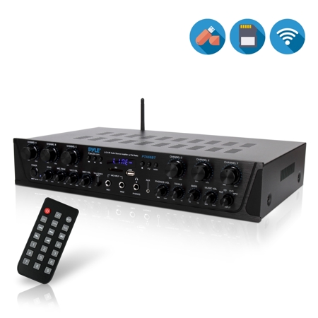 Pyle PTA66BT 6-Channel 600W Bluetooth Home Audio Amplifier Receiver System