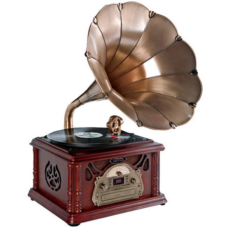 Pyle PTCDCS3UIP Classical Trumpet Horn Turntable/Phonograph