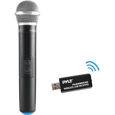 Pyle PUSBMIC50 UHF Wireless Handheld Microphone with USB Receiver