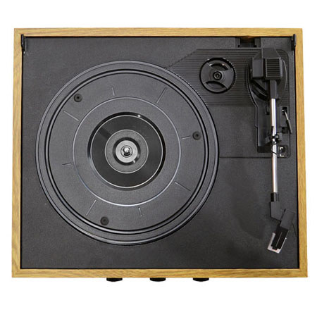 Pyle Retro Belt-Drive Turntable with Three Speeds and AM/FM Radio