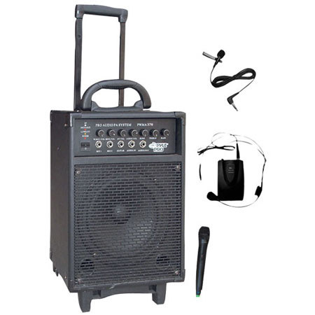 Pyle 300 Watt 2 Channel Wireless PA System with Handheld/Lavalier/Headset Mic