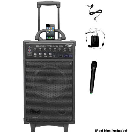 Pyle 500 Watt Dual Channel Wireless Rechargeable Portable PA System