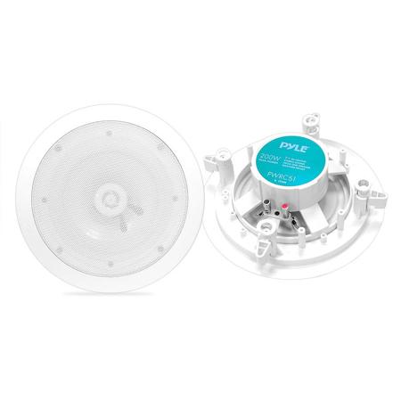 Pyle 5.25" 2-Way Weather Proof In-Ceiling Speaker System, Pair, White