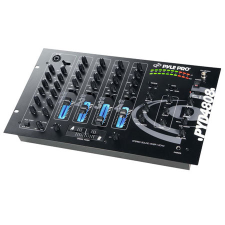 Pyle 19" Rack Mount 4 Channel Professional Mixer with Echo Effects