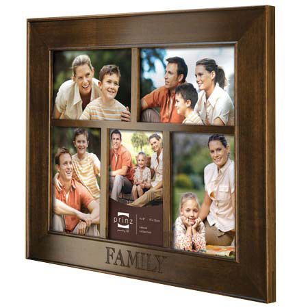 Prinz Crossroads Family Wood Frame, for 5-4x6" Photograph, Color: Dark Walnut.