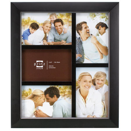 Prinz Dakota Collage Wood Frame, for 5-4x6" Photograph, Color: Black.