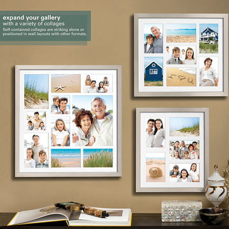 Prinz Gallery Expressions Wood Frame for 10-Multi Size Openings, Nickel