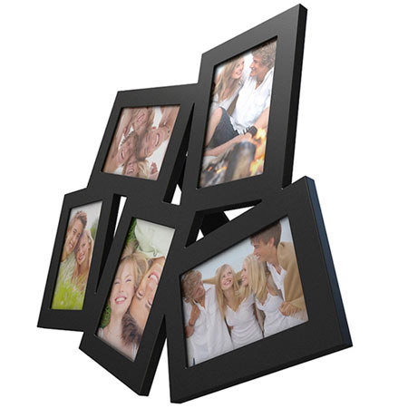 Quadro Designs Wildlife Collage Wood Frame, Holds 5 - 4x6" Photo, Color: Black.