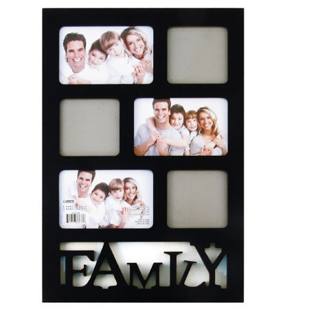 Quadro Designs Family Sentiment Wood Frame Holds 3-4x6" 3-4x4" Photo -Black