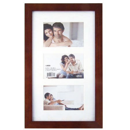 Quadro Designs 301 Flat Basic Series Wood Frame, 9x16"-3-4x6" Photos, Brown