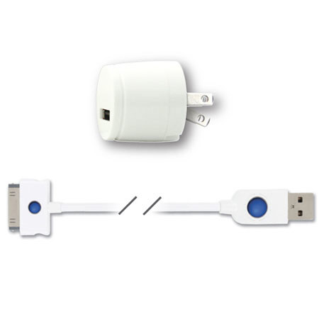 Qmadix USB Travel Charging Kit for iPod / iPhone, White