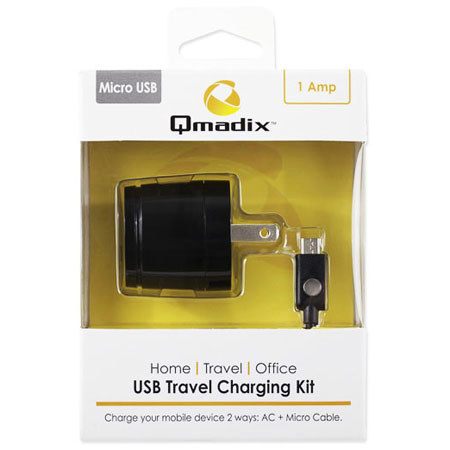 Qmadix USB Travel Charging Kit with Data-Charging Sync Cable