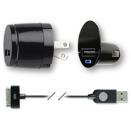 Qmadix USB Tri-Pack Charging Kit, Black