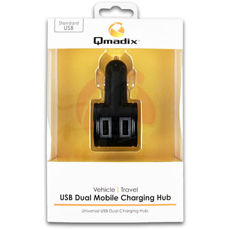 Qmadix USB Dual Mobile Charging Hub, Black