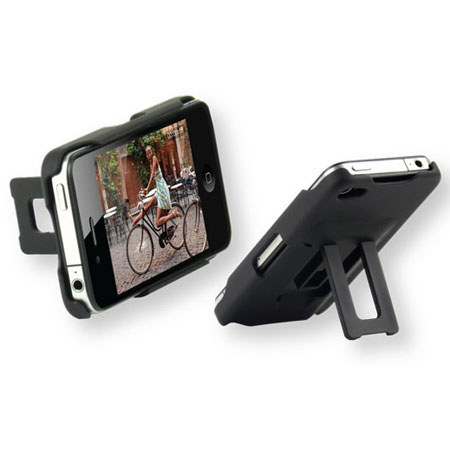 Qmadix Duro Kick Stand Snap On Cover for iPhone 4, Blk