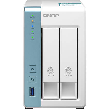 Qnap TS-231K 2-Bay Personal Cloud NAS Enclosure, AL-214 4-Core 1.7GHz, 1GB RAM