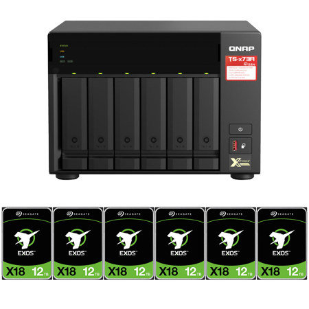QNAP TS-673A 6-Bay Desktop NAS Enclosure, Bundle with 6x Seagate Exos X18 12TB 3.5" SATA III Internal Hard Drive