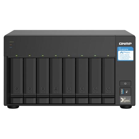 QNAP TS-832PX-4G 8-Bay Desktop NAS Enclosure, AL324 Quad-Core 1.7GHz, 4GB RAM, 2x 10GbE SFP+ Ports, PCIe 2.0 (2 Slots)