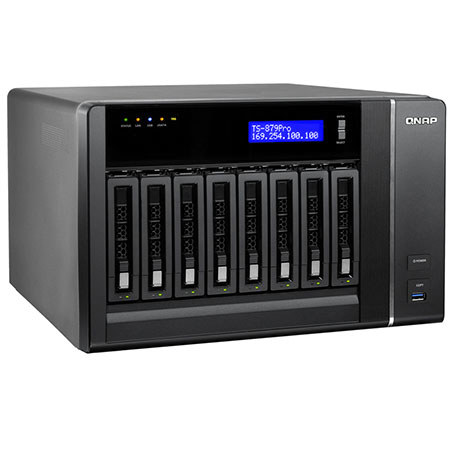 Qnap TS-879-PRO 8-Bay 2.5" or 3.5" SATA iSCSI NAS for SMB, 2GB RAM