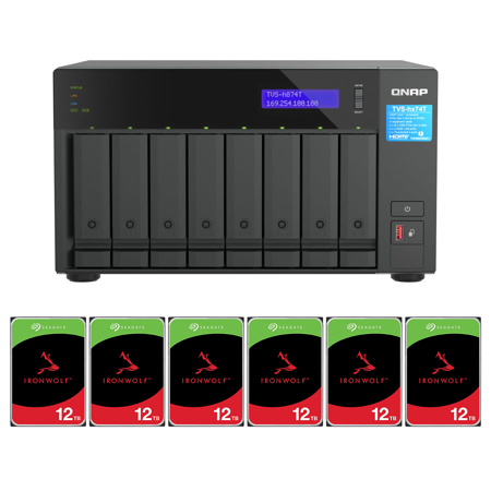 QNAP TVS-h874T 8-Bay Thunderbolt 4 NAS Enclosure, with 8x Red Plus 12TB 3.5" HDD