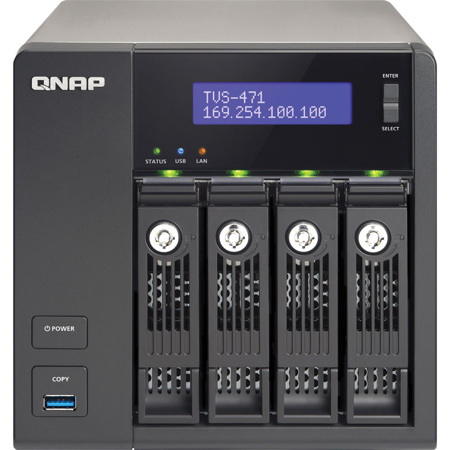 Qnap TVS-471-I3-4G 4-Bay Tower Turbo vNAS Storage Solution, No HDD