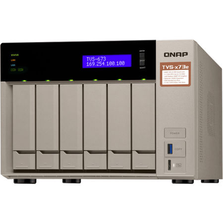 Qnap TVS-673e 6-Bay NAS Enclosure/iSCSI IP-SAN, AMD Quad-Core 2.1GHz, 4GB RAM