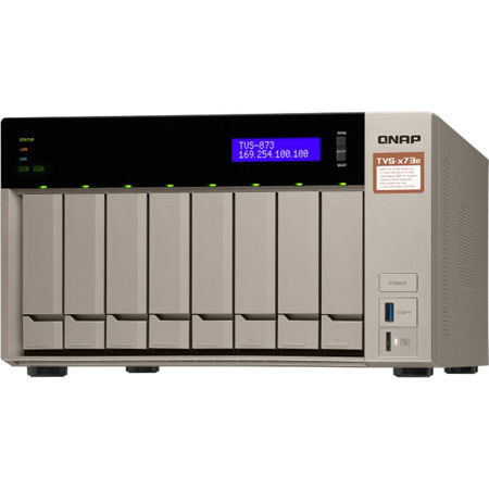 Qnap TVS-873e 8-Bay NAS Enclosure/iSCSI IP-SAN, AMD Quad-Core 2.1GHz, 4GB RAM