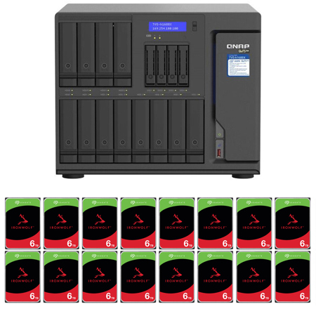 QNAP TVS-H1688X High Speed 16-Bay Thunderbolt 3 NAS Enclosure, Bundle with 16x IronWolf 6TB SATA III 3.5" Internal NAS HDD
