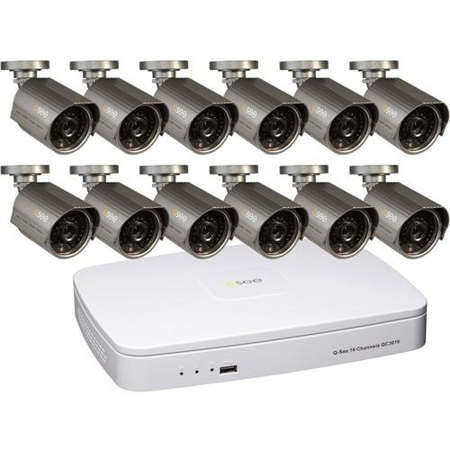 Q-See QC3016-12E4-1 16CH 960H/2CIF DVR Security System with 1TB HDD, 12x Cameras