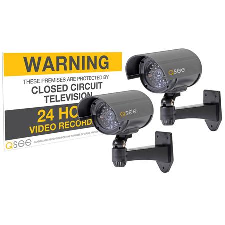 Q-See Non-Operational Bullet Decoy Cameras with Warning Sign, 2 Pack