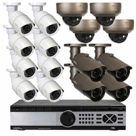 Q-See 32CH 1080p IP NVR System with 4TB HDD, 12x Bullet Camera, 4x Dome Camera