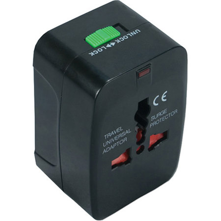 QVS Premium World Travel Power Adapter Kit with Surge Protection, Black
