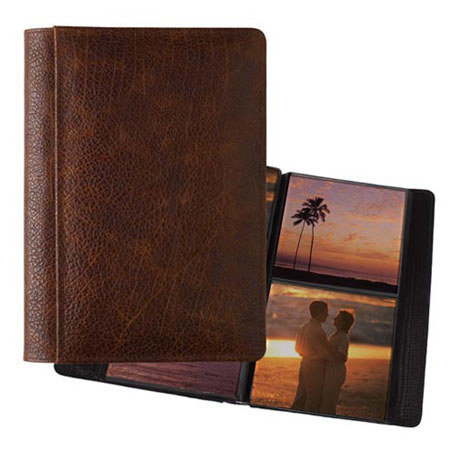Raika #157 Handcrafted Leather 5x5 2-Up Album Brown